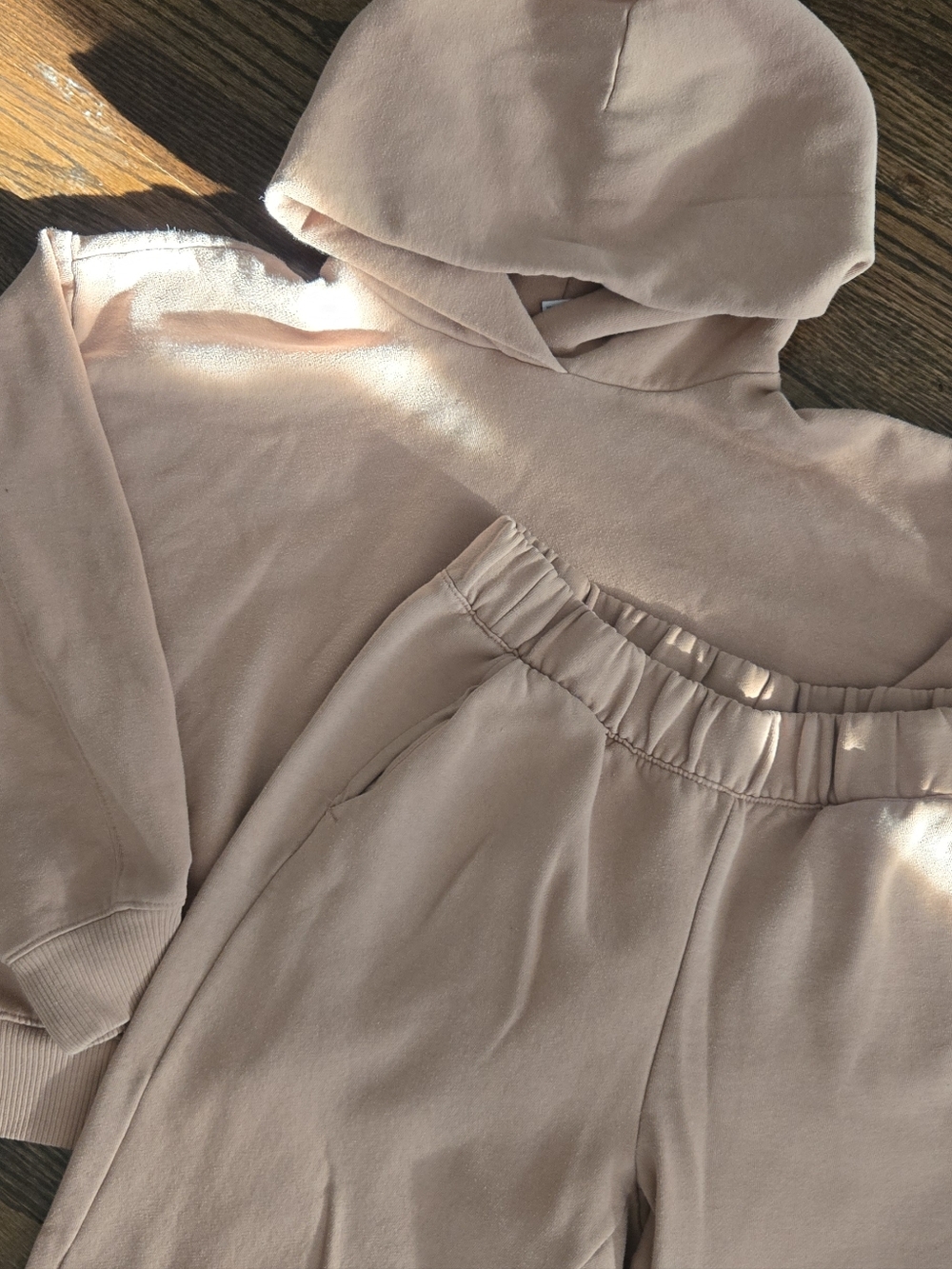 a new day | m/l | tan minimal hoodie jogger set